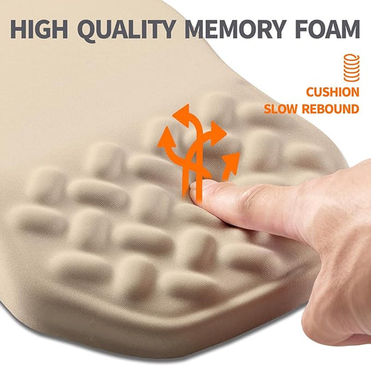Ergonomic Slope Mouse Pad Wrist Support, Wrist Rest Mousepad for Carpal Tunnel Pain Relief with Massage Bulge and Slow Rebound Memory Foam (12x8 inch, Apricot)