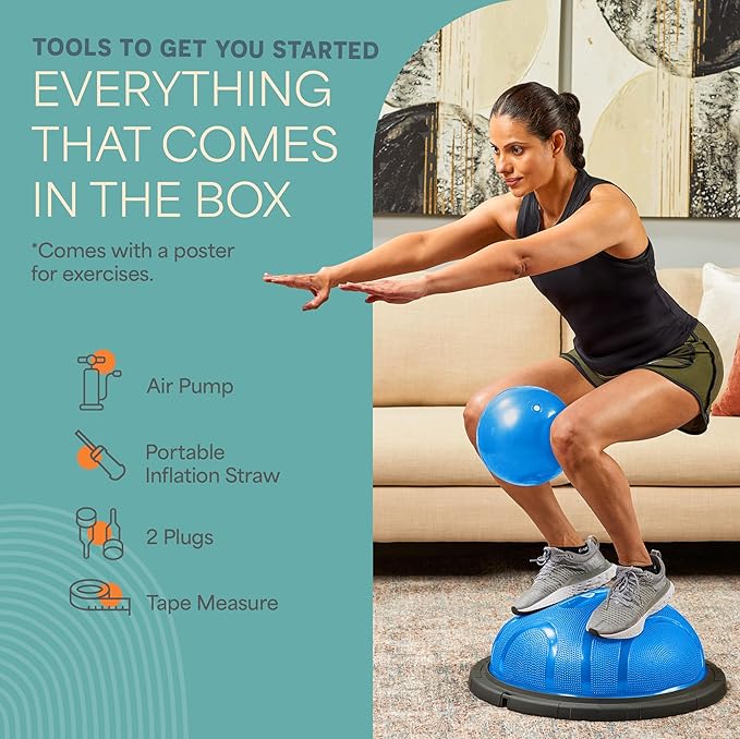 Lifepro Half Balance Ball Trainer - Stability Ball for Exercise, Full-Body Workouts, Home Gym, and Physical Therapy - Non-Slip Equipment for Balance Training