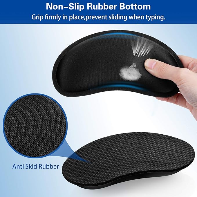 Mouse Wrist Rest, Canjoy 2 Pack Memory Foam Soft Fabric Mouse Wrist Rest Pad Support Cushion with Anti-Skid Rubber Base,Ergonomic Pain Relief Mouse Hand Rest (Black)