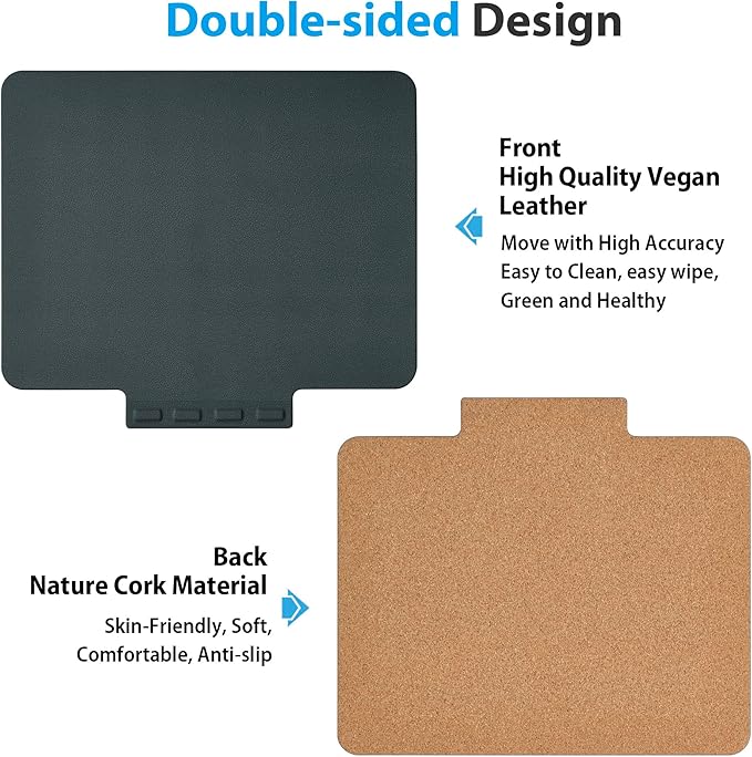 Ergonomic Mouse Pad with Wrist Rest, Leather Comfortable Mousepad, Natural Cork Non-Slip Base Mouse Pads for Desk, Computer, Laptop, Gaming, 11.1 x 9.84 in Home & Office Desk Accessories (Dark Gray)