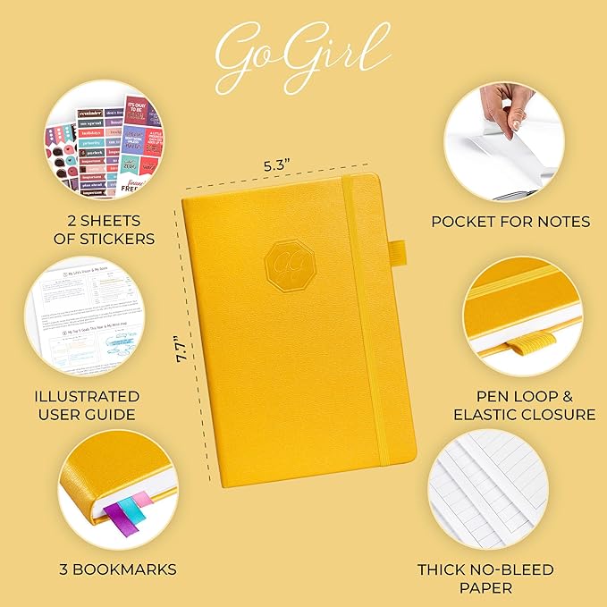GoGirl Weekly Schedule Planner – Hourly Work & Life Planner with Time Slots – Vertical Agenda Organizer for Daily Productivity, A5 (Amber Yellow)