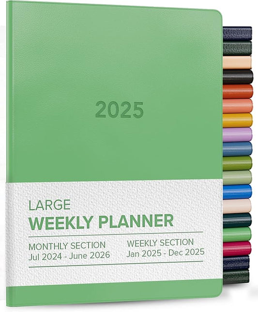 Harbor Large Weekly Monthly Planner 2025 - Calendar Planner and Notebook, Durable Faux Leather, 192 Pages, Softcover & Book Bound - Cambridge Jade - 9.75 x 7.5 "