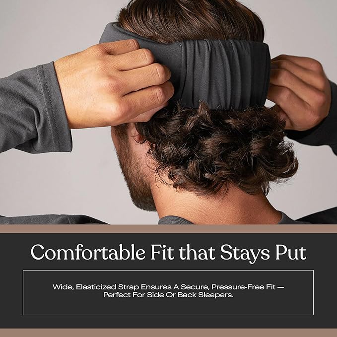 Lunya Sleep Mask with Box - Washable Silk Sleeping Mask and Headband for Beauty Routines - Thermoregulating Comfort for Restful Nights - Silk Eye Mask for Women - Small - Meditative Grey