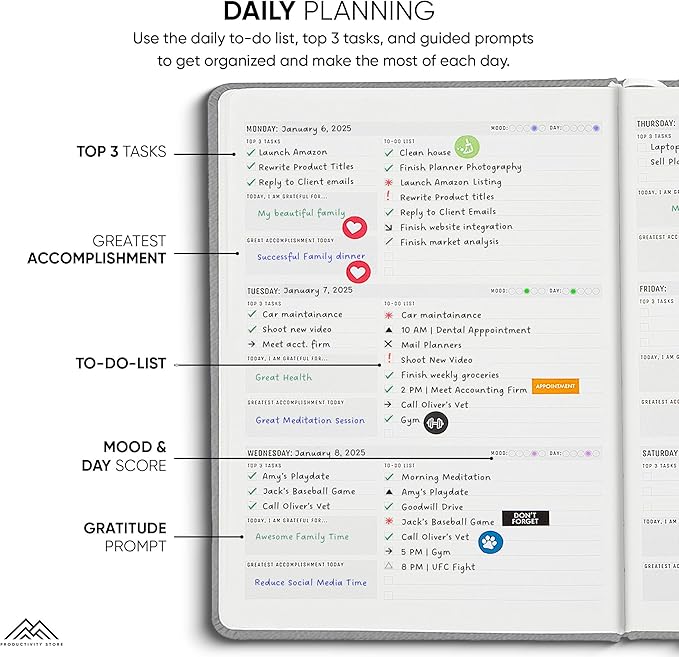 Undated, 2025 Planner, 8.5" x 11" - The #1 Productivity Planner to Achieve Your 2025 Goals - Planner 2025-2026 by PRODUCTIVITY STORE (A4, GREY)