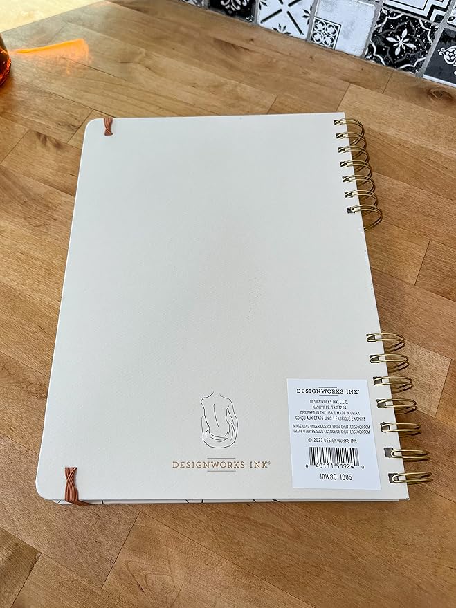 DesignWorks Ink Mind Body Spirit Spiral Mindfulness Notebook Guided Gratitude and Wellness Journal Undated Daily Planner With Self Care and Activity Prompts and Stickers, 7.5" x 10.25