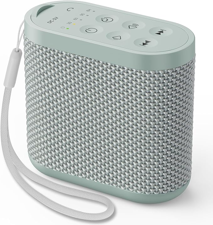 Portable White Noise Machine for Sleeping, Travel & Hotel - 52-Hour Lasting Mini Noise Machine with 21 Quality Non-looping Sounds, Headphone Jack, Memory, Timer for Adults (Green)
