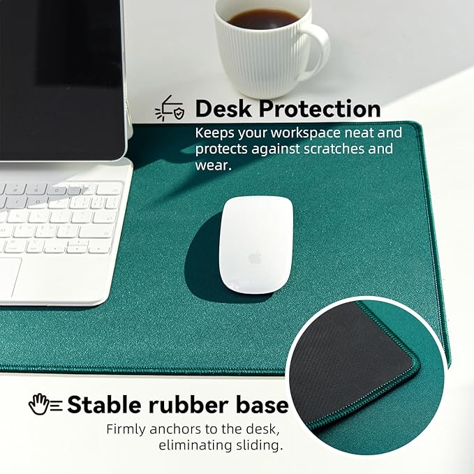 Waterproof Large Gaming Mouse Pad with Durable Stitched Edges, Non-Slip Rubber Base, Grainy Jacquard Mouse Mat Desk Pad for Home Office Gaming, 15.74"x35.43"x0.12", Green
