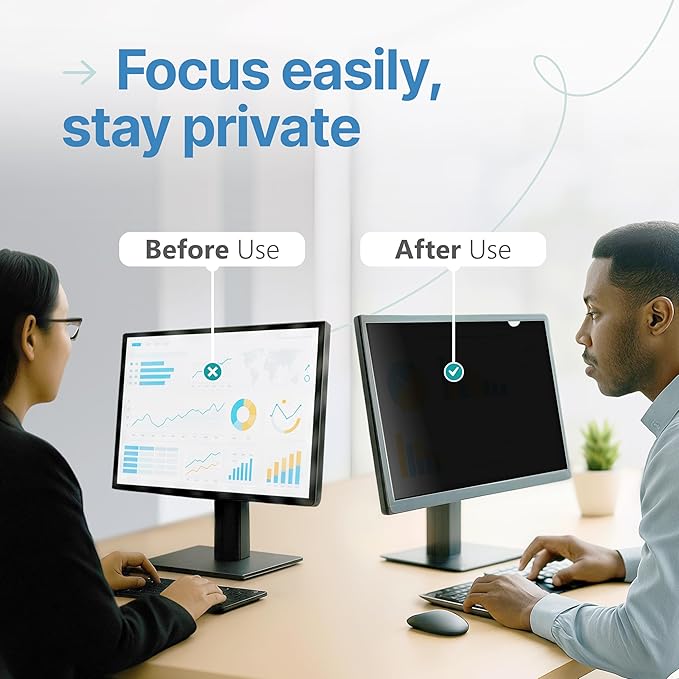 VINTEZ 23 Inch 16:9 Privacy Screen for Computer Monitor and Laptop - Anti Glare Protector Film Blue Light Filter Eye Protection - Computer Screen Privacy Shield, [1 Pack]