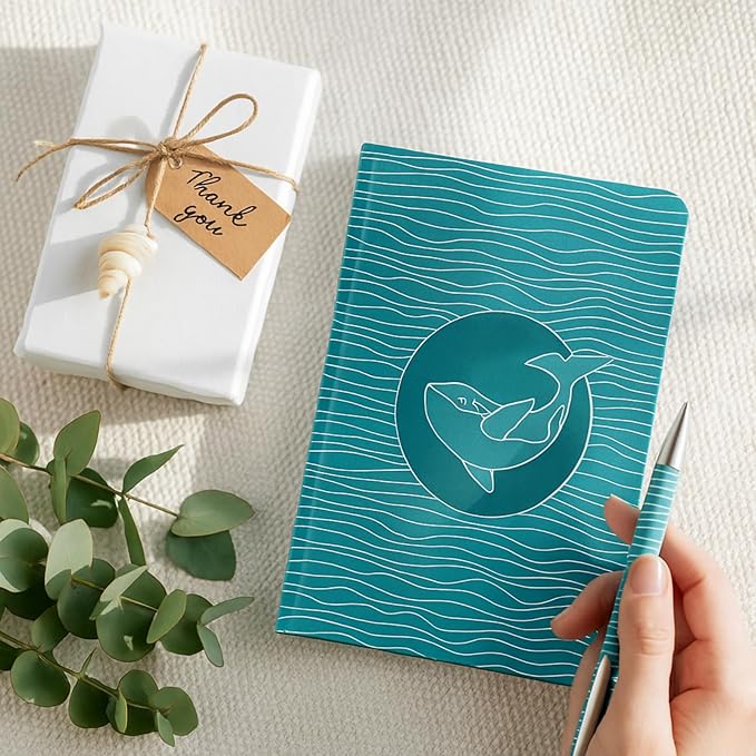 Dot Grid Journal with 160GSM Thick Paper, 192 Pages, A5 Dotted Notebook for Work, School, Travel | 180° Lay Flat, Foil Stamped Cover, Elastic Band, 2 Bookmarks & Inner Pocket (Light Blue)