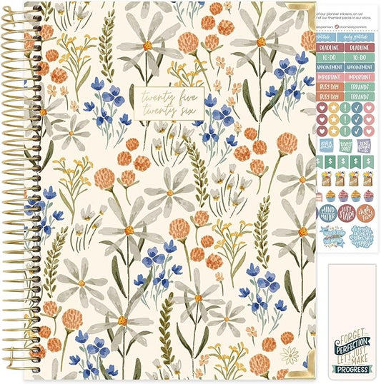 bloom daily planners HARDCOVER 2025-2026 (8.5" x 11") Academic Year Day Planner (July 2025 - July 2026) - Task Goal Organizer - Monthly & Weekly Inspirational Agenda Book - Whimsical Wildflowers