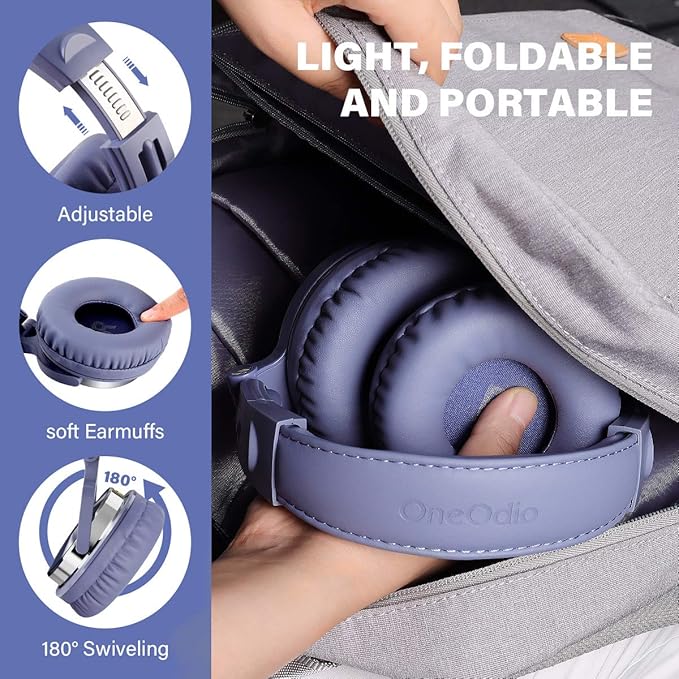 OneOdio Wired Over Ear Headphones Studio Monitor & Mixing DJ Stereo Headsets with 50mm Neodymium Drivers and 1/4 to 3.5mm Jack for AMP Computer Recording Podcast Keyboard Guitar Laptop - Light Blue