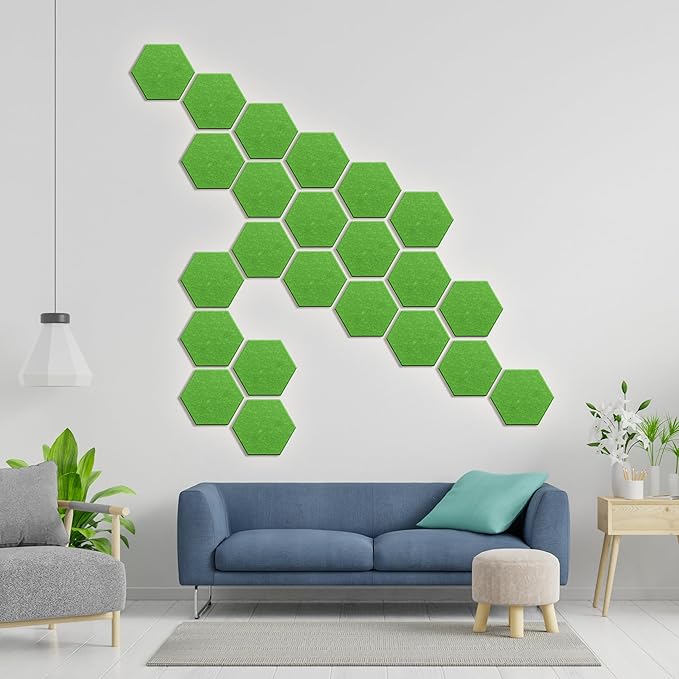 Hexagonal Acoustic Panels-18 Pack High-Density Sound Absorbing Panels 12"X10"X0.4" for Enhanced Noise Reduction, DIY Design, Idea for Studios, Offices, and Home Theaters(Lush Green)