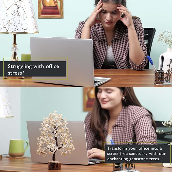 FASHIONZAADI Citrine Crystal, Reiki Tree, Artificial Tree, Citrine Stone, Spiritual Decor, Living Room Decor, Money Tree, Meditation Gifts, Citrine Crystal