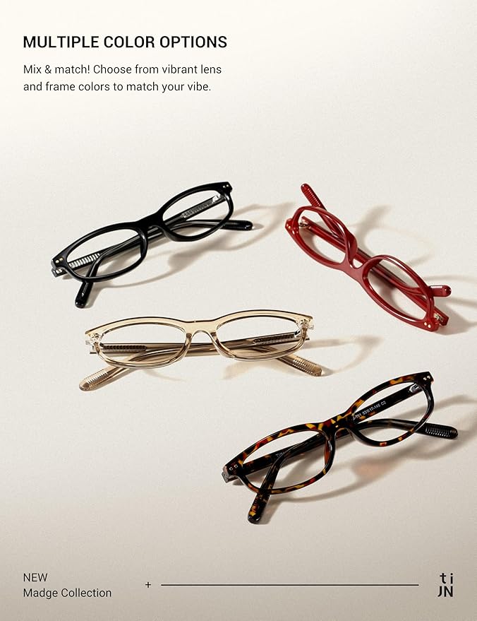 TIJN Olisa Blue Light Blocking Glasses for Women Men,Oval Glasses Frame Bluelight Glasses for Gaming/Computer/Screen