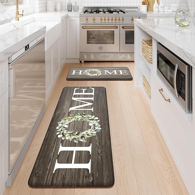 KIMODE Kitchen Mats,Anti Fatigue Kitchen Rugs Sets of 2, Non Slip Waterproof Kitchen Floor Mats, Ergonomic Cushioned Comfort Standing Mat for Home,Laundry, Office,Sink,Desk