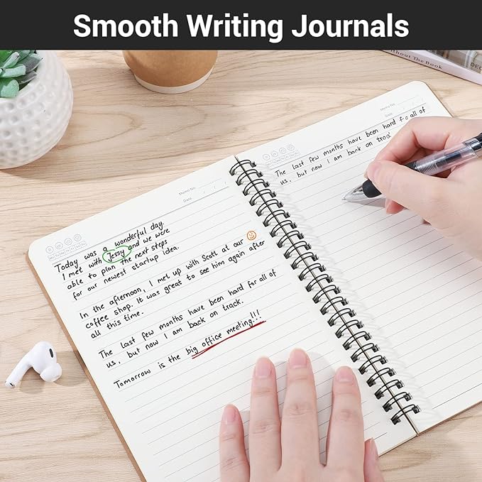 EUSOAR Spiral Ruled Notebook, A5 6 Pack 5.5" x 8.3" 120 Pages Lined Travel Hardcover Notebooks Journal, Memo Notepad Sketchbook, Students College Office Business Subject Diary Ruled Book Journal