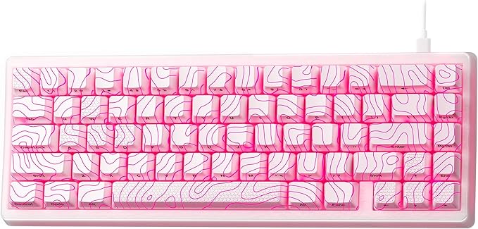 HITIME x XVX M67 Topographic Wired Gaming Keyboard with IMD Tech Keycaps, QMK/VIA 60 Percent Keyboard Custom, Creamy Mechanical Key Board Gasket, RGB Hot Swappable, Stellar White(JadeStone)