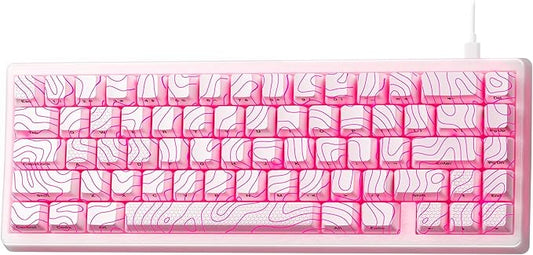HITIME x XVX M67 Topographic Wired Gaming Keyboard with IMD Tech Keycaps, QMK/VIA 60 Percent Keyboard Custom, Creamy Mechanical Key Board Gasket, RGB Hot Swappable, Stellar White(JadeStone)