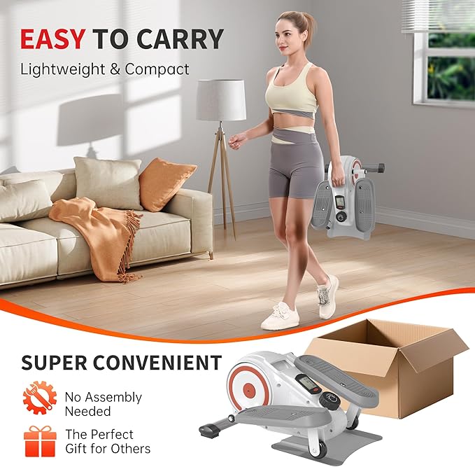 Under Desk Elliptical Machine, Ellipse Leg Exerciser as Seen on TV for Seniors, Pedal Exerciser Fully Assembled with 8 Resistance Levels, Portable Leg Exerciser for Home Office