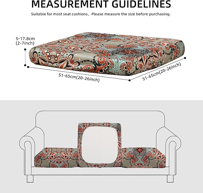 8Pcs Stretch Patio Cushion Covers Outdoor Cushion Cover, Jacquard Stretch Cushion Covers, Cover Replacement, Outdoor Sofa Covers, Washable Furniture Couch Cushion Cover (Orange Latte)