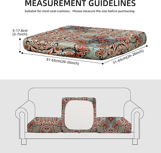 8Pcs Stretch Patio Cushion Covers Outdoor Cushion Cover, Jacquard Stretch Cushion Covers, Cover Replacement, Outdoor Sofa Covers, Washable Furniture Couch Cushion Cover (Orange Latte)