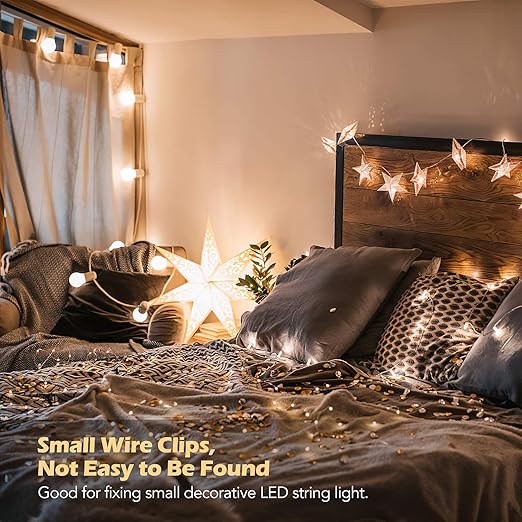 AGPTEK Ethernet Cable Clips, 60 PCS Adhesive Wire Clips, Flat Cord Clips Small Cable Holder Management for Home Wall Flat Ethernet Network Cord Organizer, Decoration Fairy Light Sticky Hooks, White