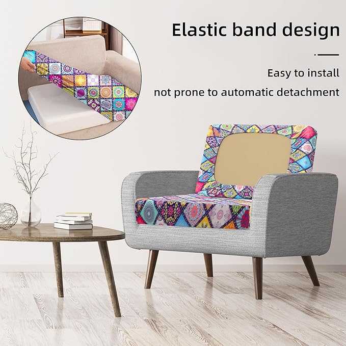 8Pcs Stretch Patio Cushion Covers,Outdoor Couch Covers Replacement,Outdoor Couch & Sofa Slipcovers,for Patio Furniture Cushion Covers,Washable Reusable Furniture Protector(Colored Glass,Cover Only)