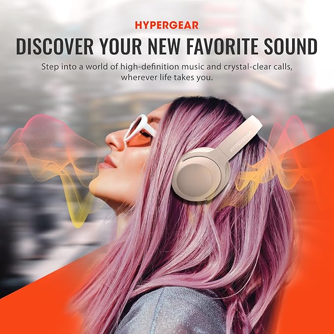 HyperGear Headphones Wireless - Bone Active Noise Cancelling Headphones Over Ear Bluetooth HD Audio Deep Bass Dual Noise Canceling Mics ANC Gym Headphone Wireless Over Ear Sound Cancelling Foldable