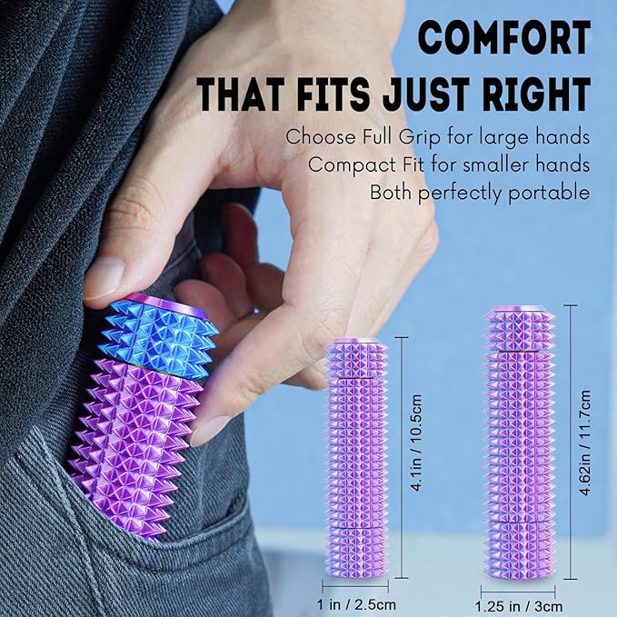 Fidget Roller Adults Teens Sensory Little Stim Gadget for Anxiety Relief Mild Ouchie,Desk Focus Tool Portable Hand Spinner Gifts Idea White Elephant Stocking Christmas(Purple,Compact Fit)