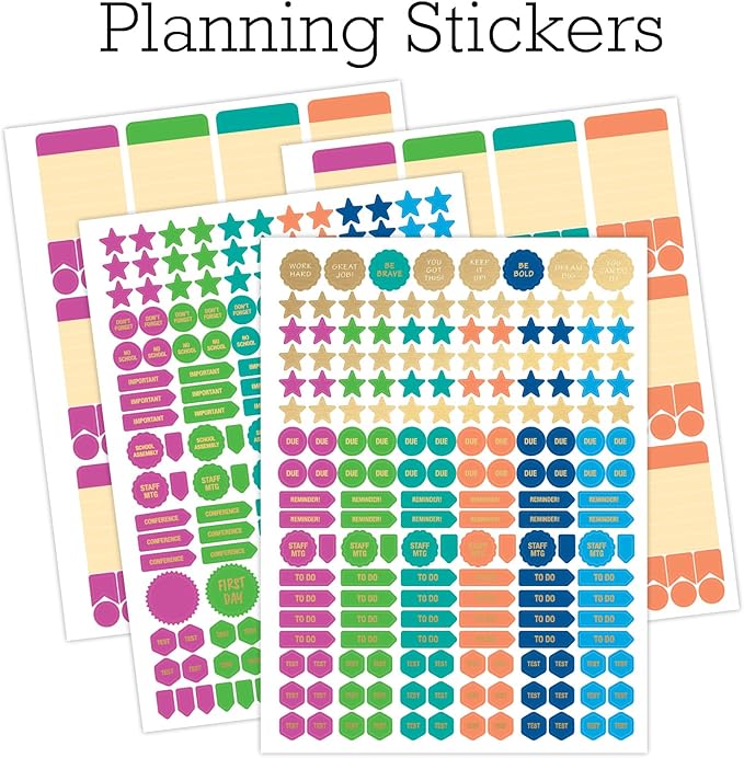 Aug 2024-Jul 2025 Deluxe Teacher Planner Notebook 8.5x11 Daily Weekly Monthly Organizers with 7 Periods, Pocket Folder, Dated Calendar, Page Tabs, Bookmark and Planning Stickers (Rainbow Petals)