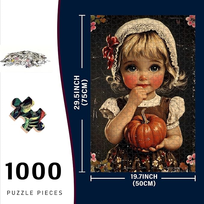 1000 Piece Wooden Puzzle Jigsaw Happy Thanksgiving Day for Bar & Pub Challenging Stress Relief Game 29.5x19.7 Inch