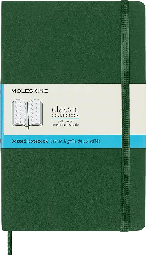 Moleskine Classic Notebook, Soft Cover, Large (5" x 8.25") Dotted, Myrtle Green, 192 Pages