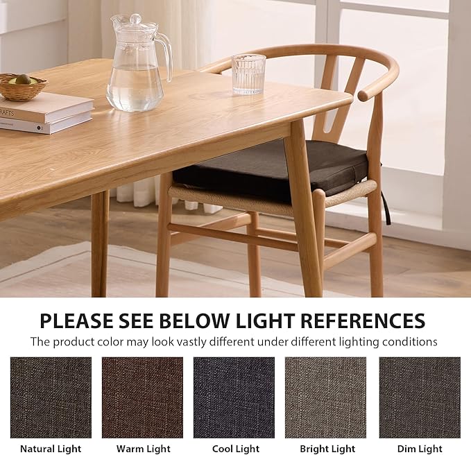 Chair Cushions for Dining Chairs, 2" Thick Seat Cushions for Kitchen Chairs, D-Shaped Chair Pads with Washable Cover, Ties and Non Slip Backing, 17'' x 16'', Set of 6, Brown