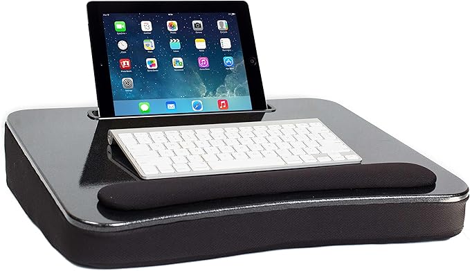 Sofia + Sam All Purpose Lap Desk (Black Sparkle Top) with Tablet Slot | Supports Laptops Up to 17 Inches