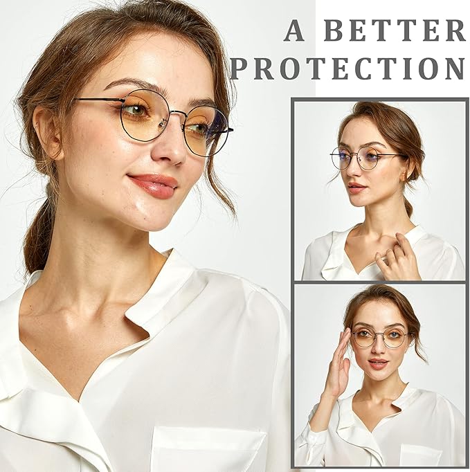 DUCO Small Round Blue Light Glasses For Women Men Blue Ray Blocking Glasses 8215