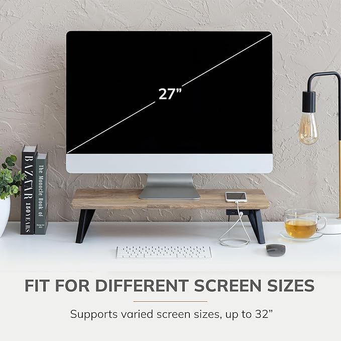 Anji Mountain Monitor Stand - Desktop Organizer & Laptop Riser, Ergonomic Monitor Riser, Space-Saving Monitor Stand for Desk, Durable Construction, Easy Assembly, Ideal for Home & Office,Natural