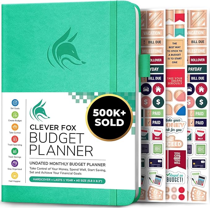 Clever Fox Budget Planner - Expense Tracker Notebook. Monthly Budgeting Organizer, Finance Logbook & Accounts Book, Bill Tracker, A5 (Emerald)