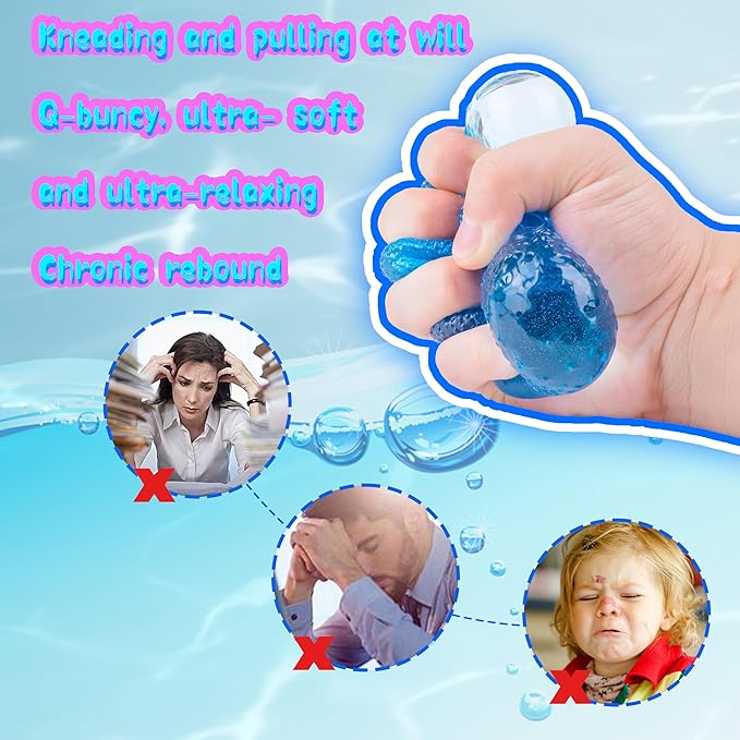 Stress Cube Squishy Balls - Slow Rising Stress Balls Stretchy Fidget Ice Cube for Anxiety Stress Relief, Gel Filled Sensory ice Cube Squishy Ball Toys for ADD/ADHD Kids Adults (Cube,Ellipsoid)