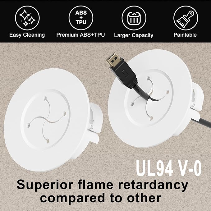 Cord Hider for Wall Mount TV, in Wall Cable Management Kit for Large Capacity, Wall Cable Hider Behind The Wall, Cable Raceway White Includes Hole Saw Dril Attachment - 2 Pass Locking Brackets