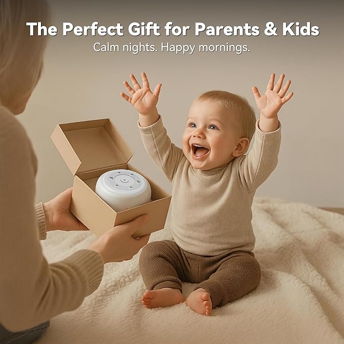 White Noise Sound Machine with 7 Colors Night Light 34 Soothing Sounds, Portable Sound Machine for Baby Adults Kids Sleep with 30 Volume Levels 4 Timers Adjustable Brightness (White)