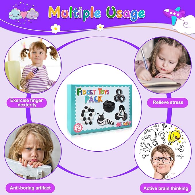 Fidget Toys Kids Pack, Autism Sensory Toys Set for Adults, Fidget Spinner Slug Magnetic Rings, Cool Gadget for Men Boys Teens ADHD Stress Relief Desk Toy Gift Idea