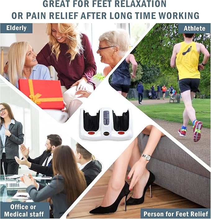 H&B Luxuries Shiatsu Foot Massager Machine with Remote Controller, Kneading and Rolling Home Massagers for Feet, Ankle, Calf, Leg, Gift for Men, Women, Father, Mom Parents and The Elderly, White