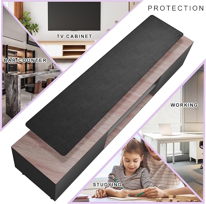 Vyaaa 70.8"x15.7" PU Leather & Cork Large Desk Mat (Black) - XXL Extended Mouse pad, Reversible Desk Protector, Non-Slip Computer Desk pad for Office, Gaming, Home