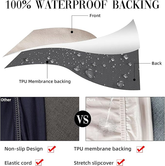 14Pcs Patio Cushion Covers Waterproof, Cushion Covers, Stretch Couch Covers, Patio Couch Slipcovers, Patio Cushion Covers Replacement, Outdoor Chair Cushion Covers (Off-White)