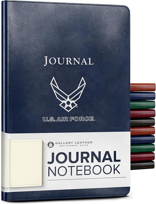 Gallery Leather Journal - Crafted in Maine, USA - Elegant Leather Writing Notebook with 192 Lined Pages - A Timeless Space for Your Thoughts - Acadia Navy - Air Force, 8x5.5, Desk Lined