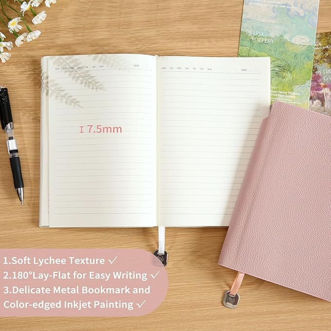 Lined Journal Notebook for Women A5 Softcover PU Leather Journals for Writing, 160 Pages Daily Journaling, College Ruled Notebooks for Work School, Business 6.38'' X 8.28'' Red