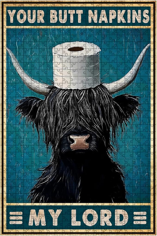 500 Piece Jigsaw Wooden Your Butt Napkins My Lord Adult Stress Relief Therapy Challenging Focus Activity for Office Quiet Educational Game 20.4x15 Inch