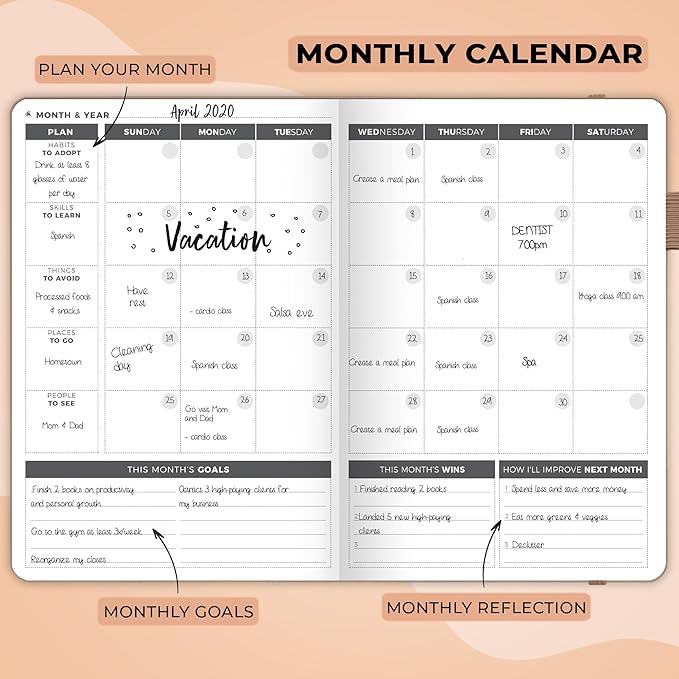 Clever Fox Planner – Undated Weekly & Monthly Planner for Productivity, Time Management & Goals – Organizer Journal – A5 (Pearl)