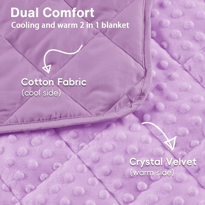 yescool Weighted Blanket 7 lb Light Purple Cooling Weighted Throw Blanket Minky Plush Heavy Blankets Microfiber Small Blankets Fleece Warm Weighted Comforter, 40 * 60in