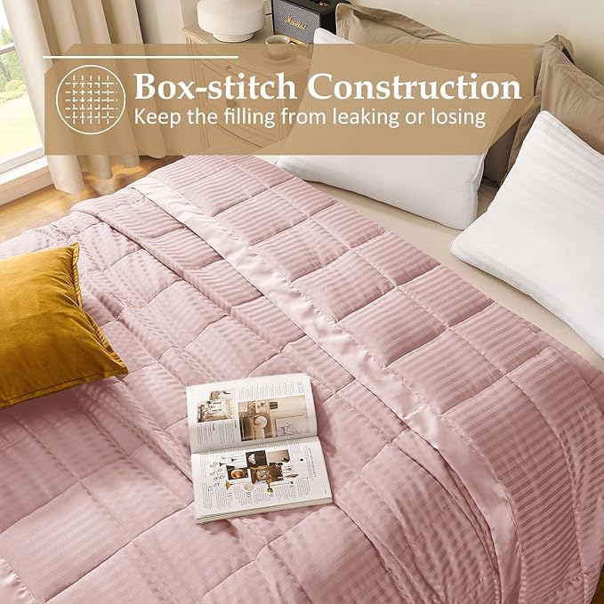 downluxe King Size Blanket with Satin Trim, Lightweight Down Alternative King Blanket for All Season, Machine Washable (Baby Pink, 90x108 Inch)